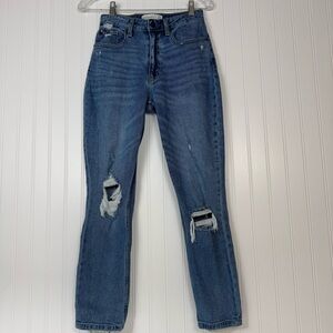 Abercrombie & Fitch Mom Jeans Women's 25 / 0 R Curve‎ Love Distressed